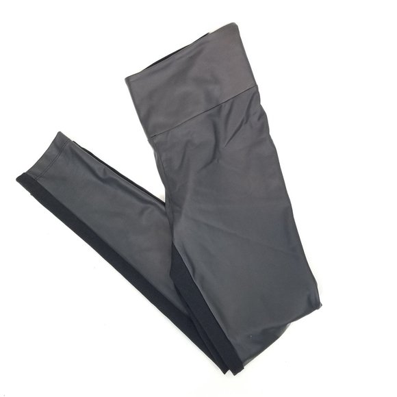 Stella & Dot You Are Loved Sz Small Black Faux Leather Mixed Leggings - Picture 9 of 11